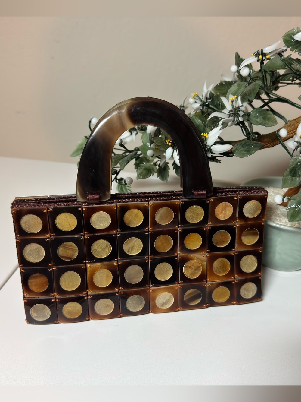 Chan Luu Tortoiseshell Tile Handbag | Resin Handles | Artisan Statement Purse